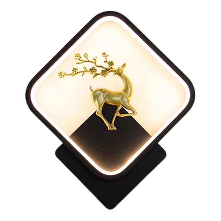 BLISSBELLS LED 13 Watt Golden Rein Deer Black Square Wall Light for Home with Adjustable Colour Changing Function Warm White (Pack of 1)