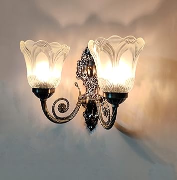 SINOMAN Wall Lamp with Glass Shade Modern Home Lighting Decorative Antique Black Finish Indoor Up- Down Wall Light
