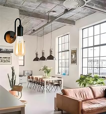 Black Metal Wall Light for Living Room Modern (with Bulb)